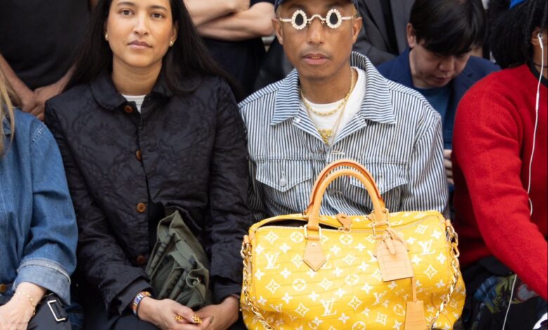 image of Pharrell Williams wearing a Louis Vuitton bag available as NFT